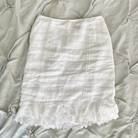 Ann Taylor Embroidered Linen Skirt - Picture 1 of 5